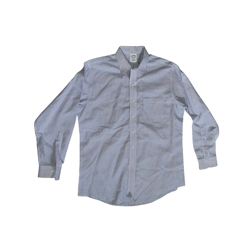 Brooks Brothers Plaid Button Up long Sleeve Shirt Slim Fit NonIron Office Career
